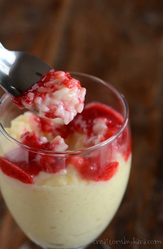Rice Pudding with Raspberry Sauce