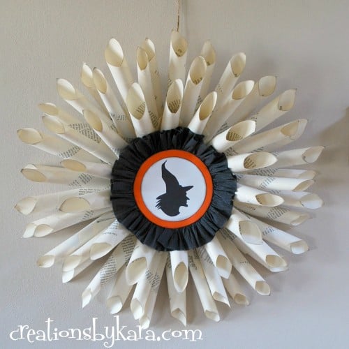 Halloween Book Page Wreath