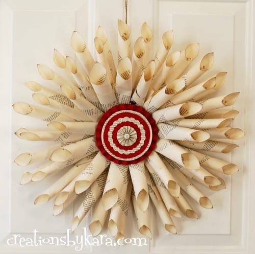 Christmas Book Page Wreath