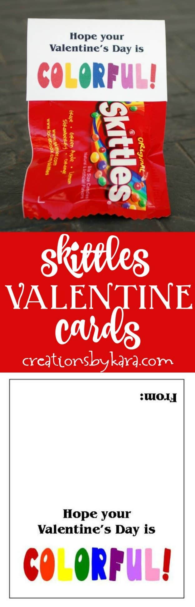 Printable Valentines cards with Skittles