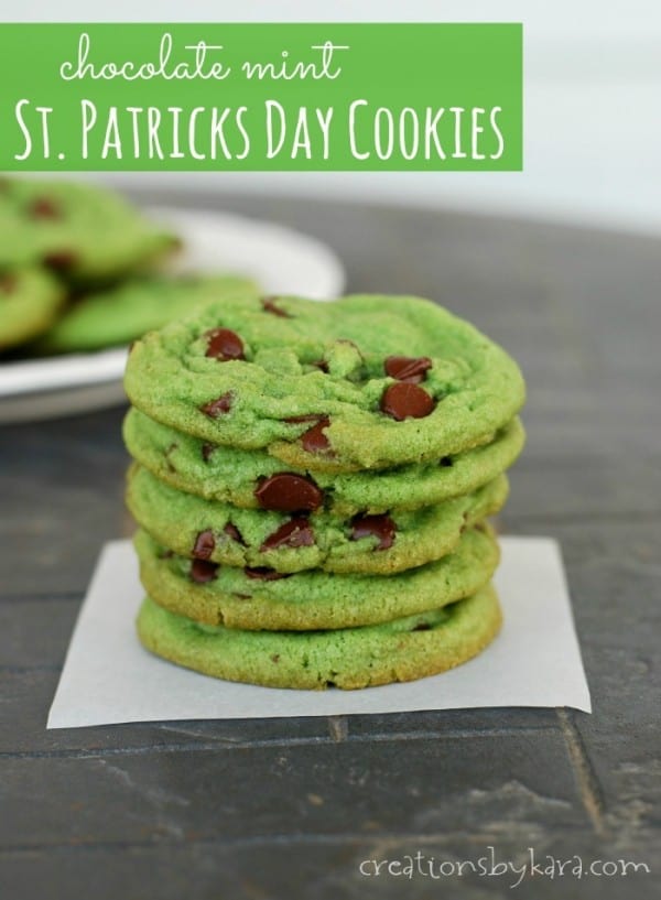 Green Mint Chocolate Chip Cookies {For St. Patricks Day} - Creations by ...