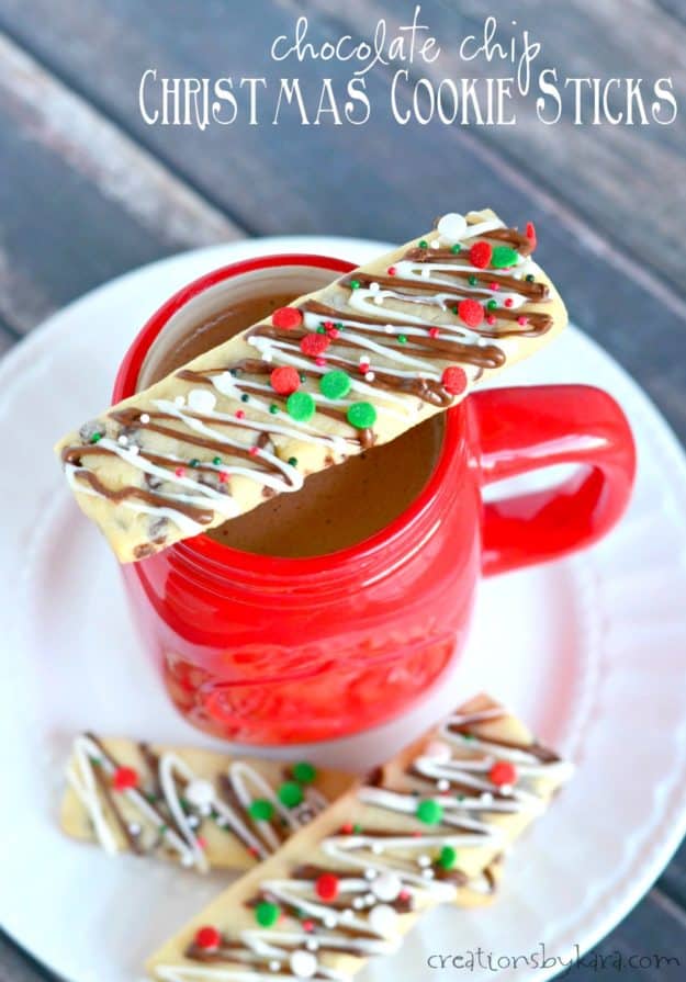 These Chocolate Chip Christmas Cookie Sticks are easy to make and fun to eat!