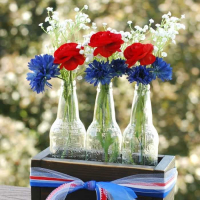 4th of July Centerpiece- Rustic Crate with Bottle Vases