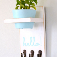 DIY Key Holder with Plant Shelf