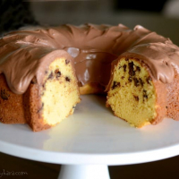 Chocolate Chip Bundt Cake with Chocolate Frosting