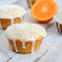 Orange Banana Muffins with Sour Cream Glaze