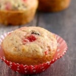 Recipe for Cherry Chocolate Chip Muffins made with granola. So good!