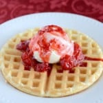 Waffles with ice cream and berries are a Christmas tradition at our house!