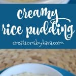 Recipe for Creamy Rice Pudding. Perfect for breakfast or dessert. A great way to use up leftover rice.