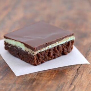 Recipe for brownies with a creamy mint layer and topped with melted chocolate. To die for!