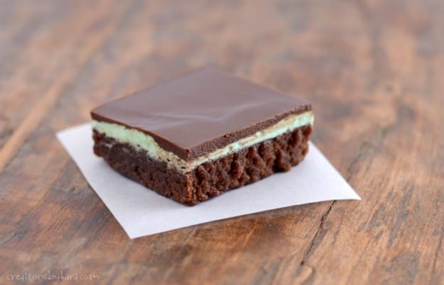 mint brownie on a piece of waxed paper