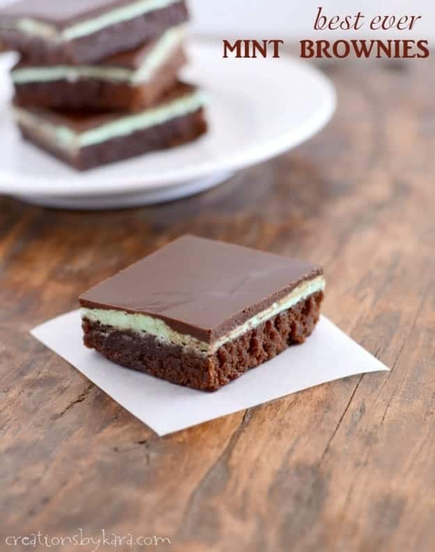 mint brownies with creamy mint layer and chocolate topping