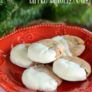 White Chocolate Dipped Ginger Cookies - perfectly spiced, soft, and chewy, these cookies are perfect for Christmas giving! A favorite gingersnap recipe!