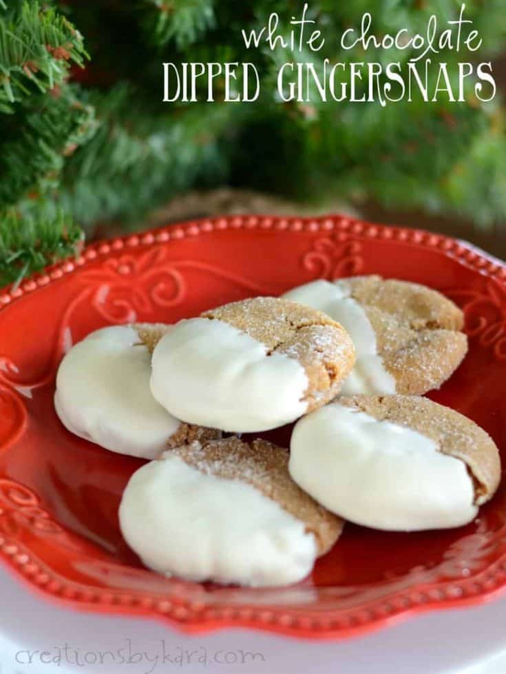 White Chocolate Dipped Ginger Cookies - perfectly spiced, soft, and chewy, these cookies are perfect for Christmas giving! A favorite gingersnap recipe!