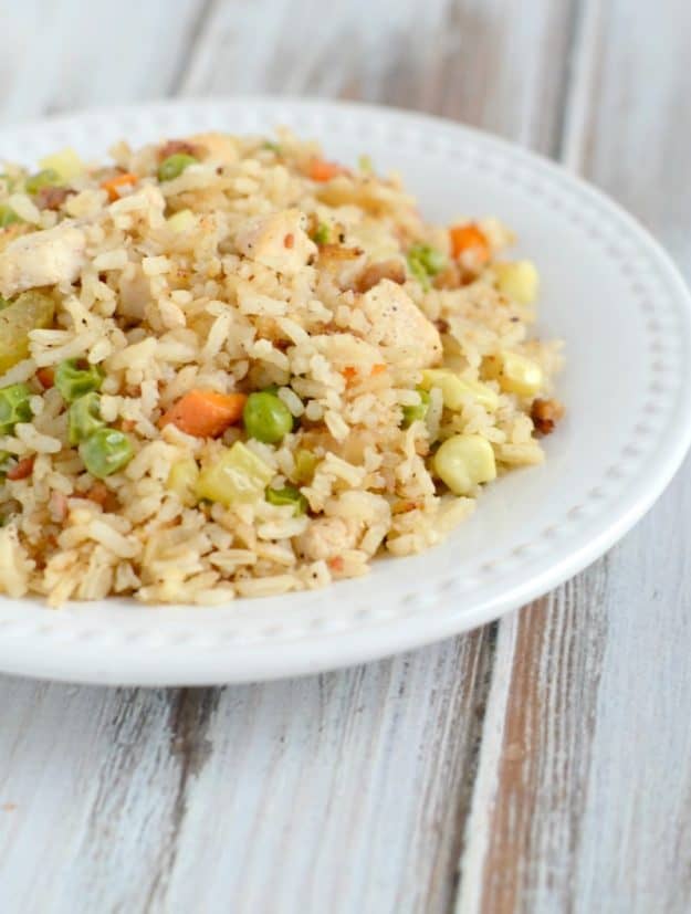 Chicken Fried Rice - a tasty chicken recipe that makes a perfect family dinner. Colorful and delicious.