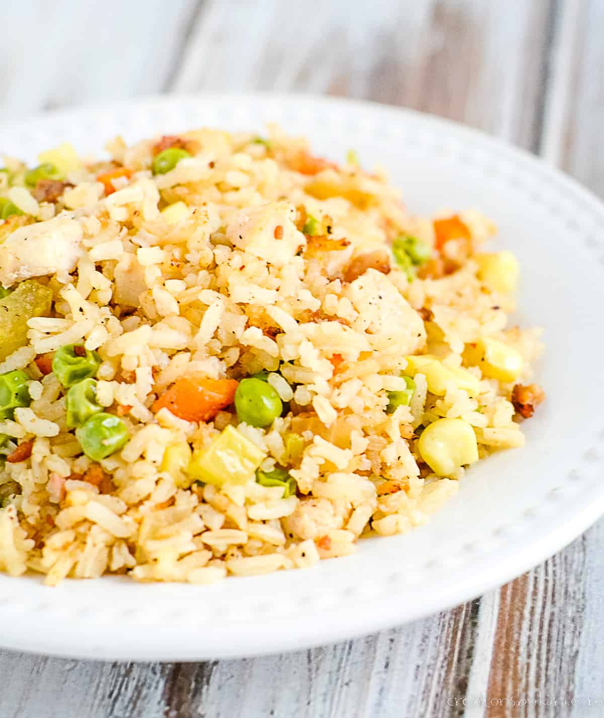 plate of chicken fried rice
