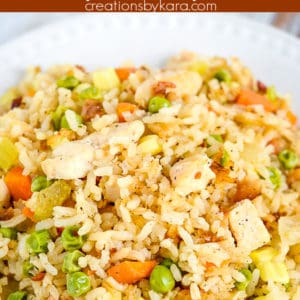 easy chicken fried rice recipe collage
