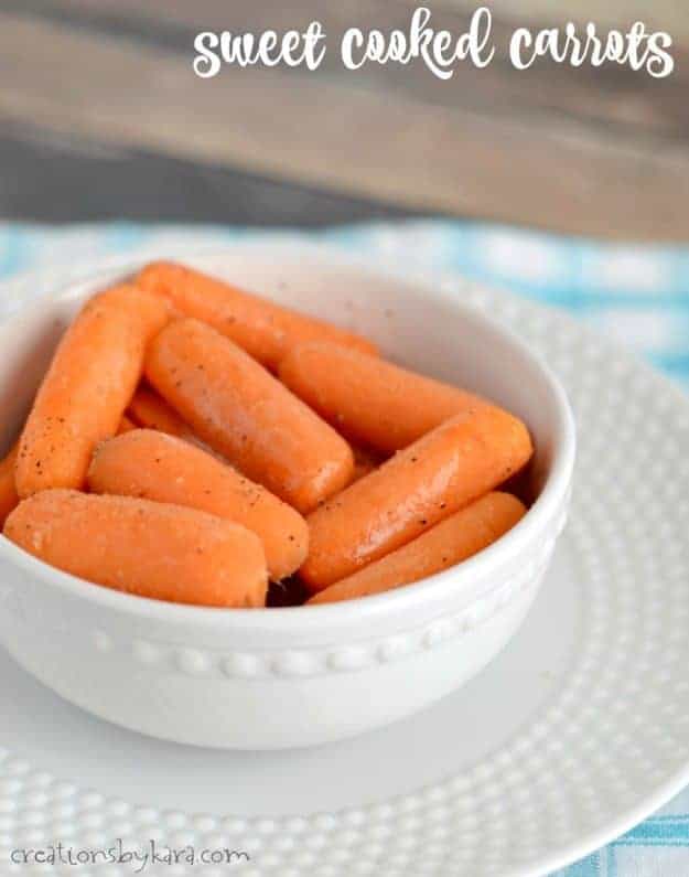 bowl of sweet cooked carrots on a plate