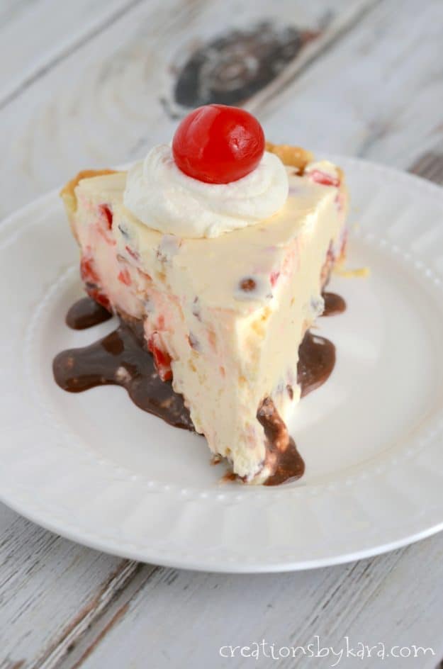 almond cherry cheesecake pie with fudge
