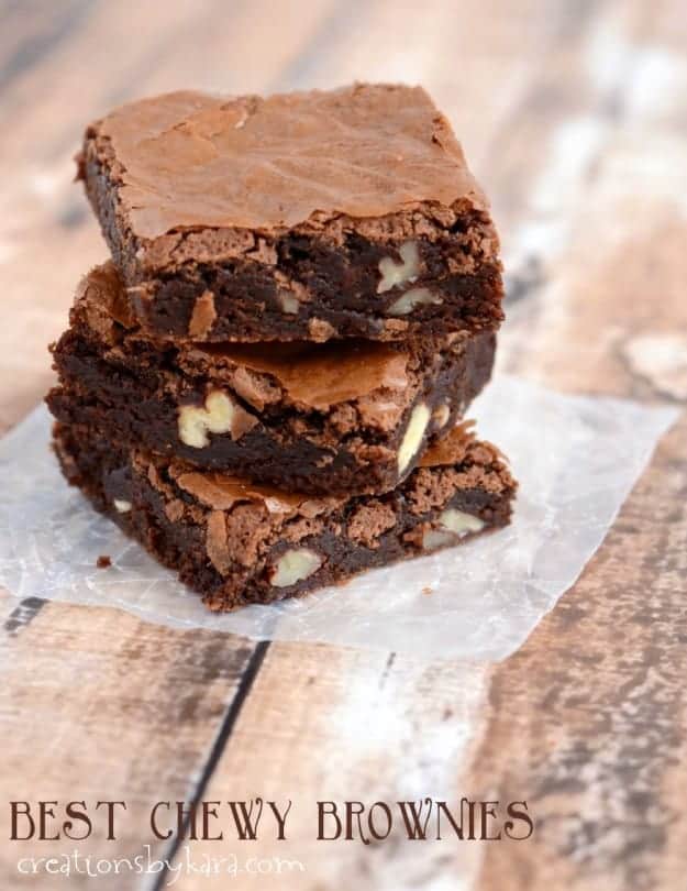 stack of brownies with pecans