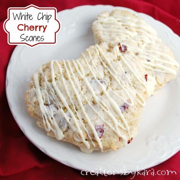 plate of cherry scones with white chocolate