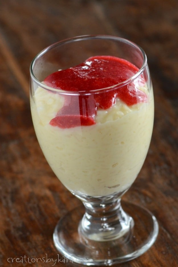 Old Fashioned Rice Pudding with Raspberry Sauce
