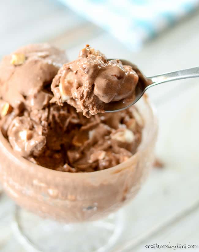 spoonful of rocky road ice cream 