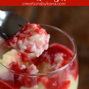 homemade rice pudding with fresh raspberry sauce recipe collage