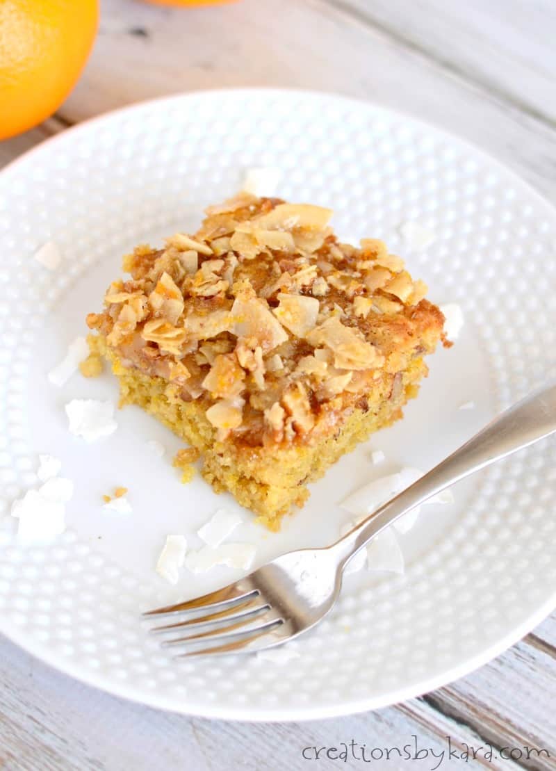 Orange Raisin Coffee Cake Recipe {with Broiled Coconut Topping}