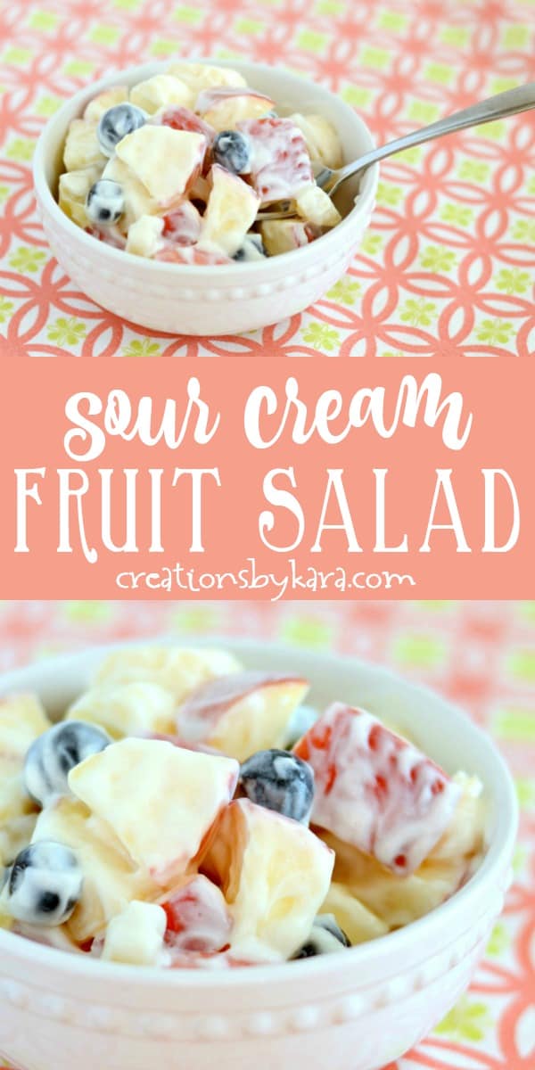 sour cream fruit salad recipe collage