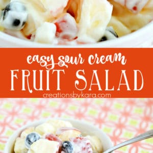 easy sour cream fruit salad recipe collage