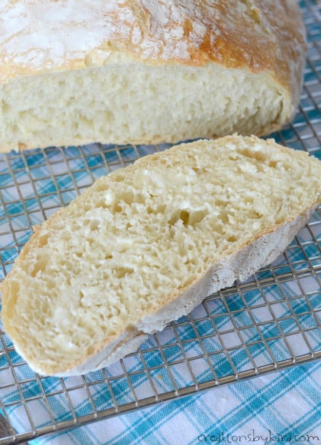 slice of artisan bread with butter