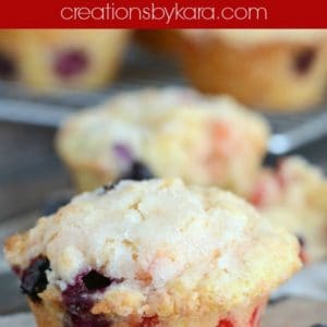 lemon blueberry muffins with maraschino cherries