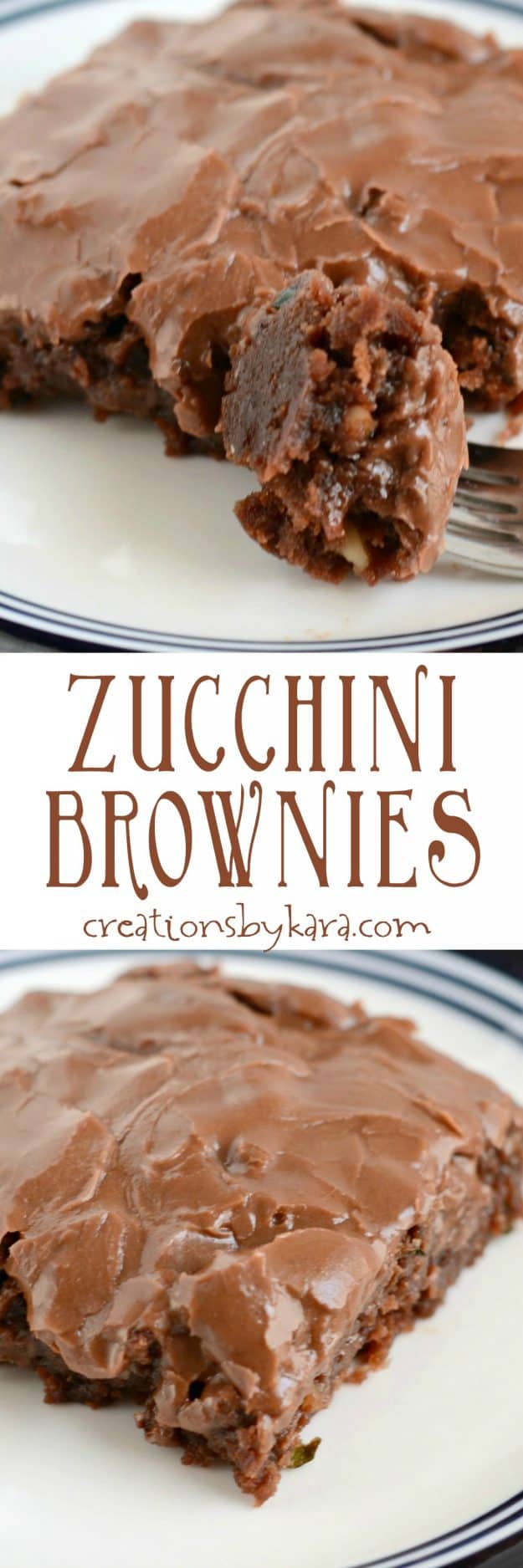 Zucchini Brownies with chocolate frosting. One of the best ways to use up zucchini! These brownies are so fudgy, no one will notice that they have zucchini in them! #zucchinibrownies #zucchini #brownies #brownieswithchocolatefrosting #chocolatefrosting #creationsbykara Zucchini Brownies with chocolate frosting. One of the best ways to use up zucchini!