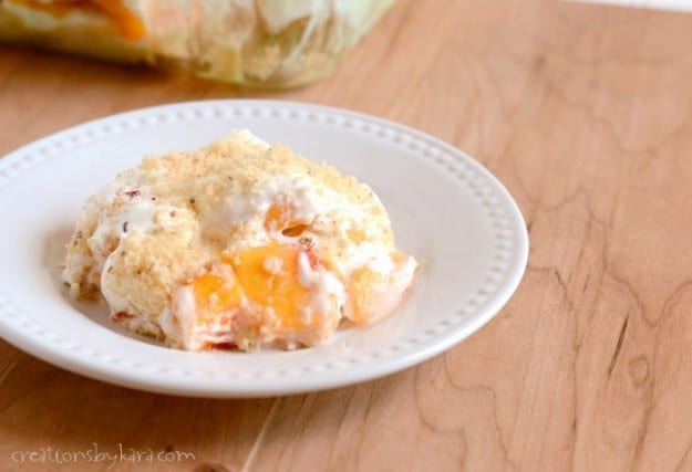  Peaches and Cream Dessert with cream cheese and whipped cream