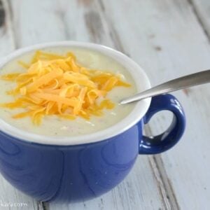 Recipe for lighter Ham Potato Chowder. So creamy and delicious!