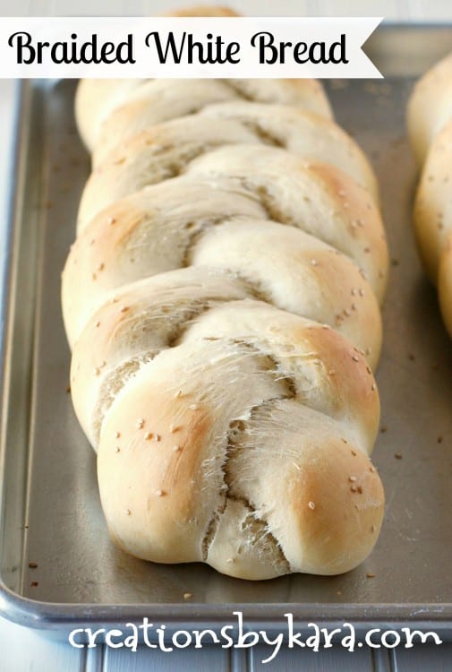 Recipe for beautiful braided white bread. This pretty golden loaf is soft, tender, and so flavorful. 