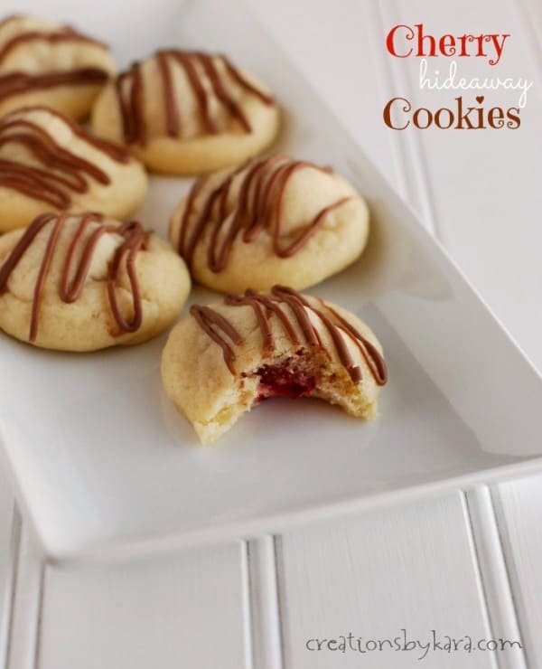 cherry cookies with melted chocolate