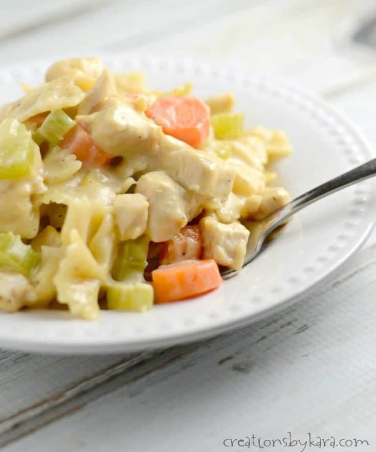 My whole family loves this creamy skillet chicken casserole, and it is ready in 30 minutes!
