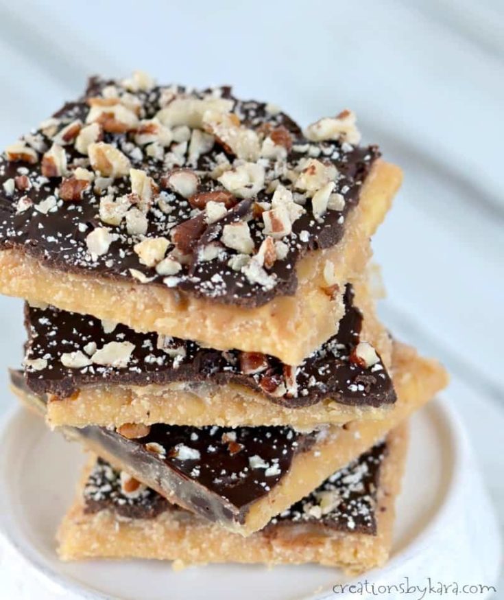 Every bite of this cracker toffee is simply decadent. An easy candy recipe that is sure to be a family favorite!