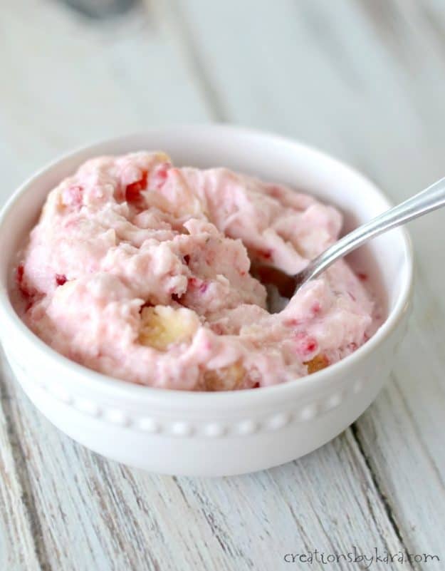 bowl of fruit ice cream with a spoon