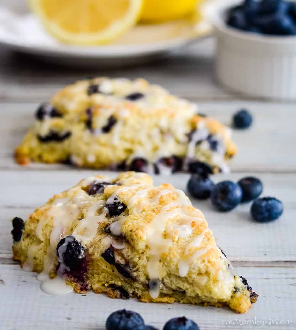 Lemon Blueberry Scones with Lemon Glaze - Creations by Kara