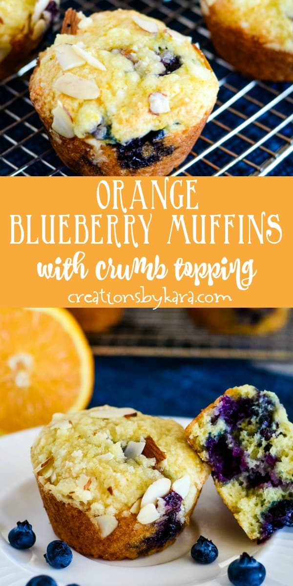 orange blueberry muffins with crumb topping recipe collage