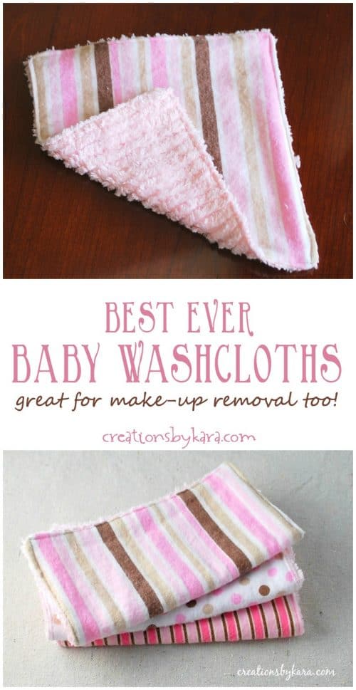 With flannel on one side and chenille on the other, these are the best washcloths ever! Great baby shower gift! 