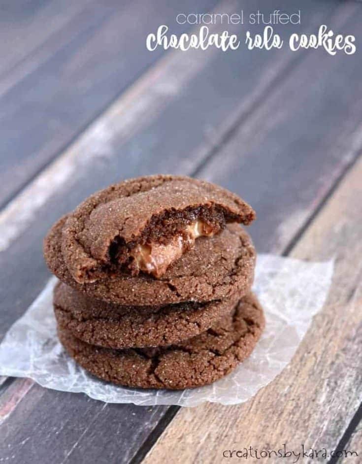 These caramel stuffed Rolo Cookies are simply divine. No one can resist the caramel filled cookies!