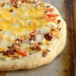 Recipe for Bacon Potato Pizza that uses mashed potatoes.