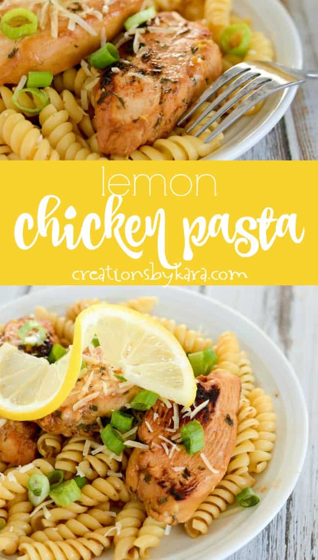 lemon chicken pasta recipe collage