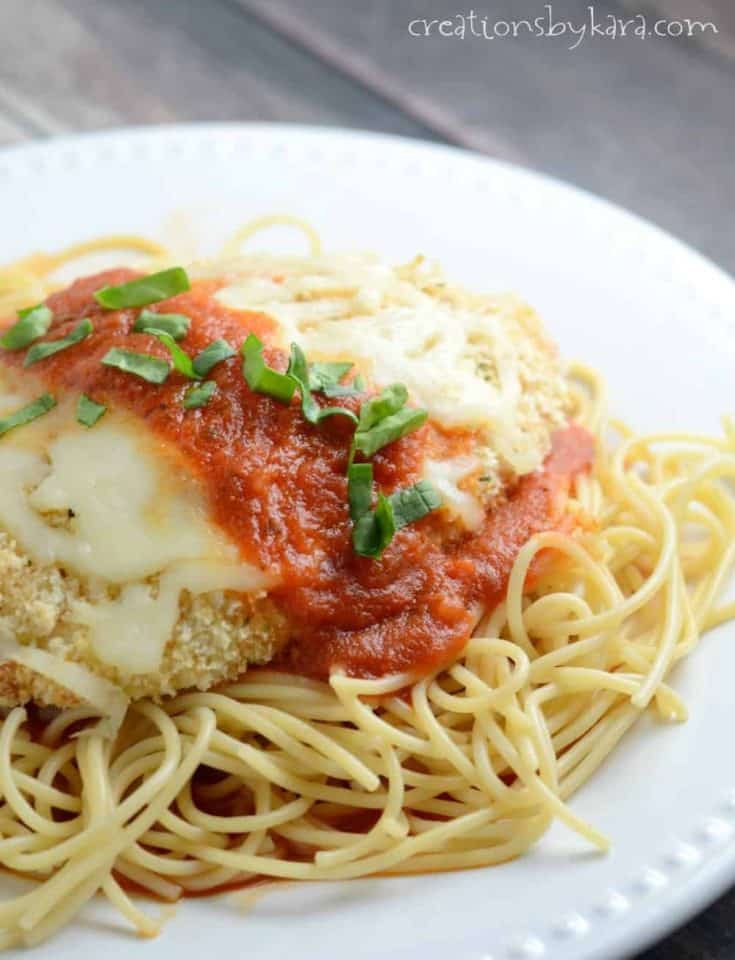 No more standing over the stove to make Chicken Parmesan. This recipe is baked, not fried!