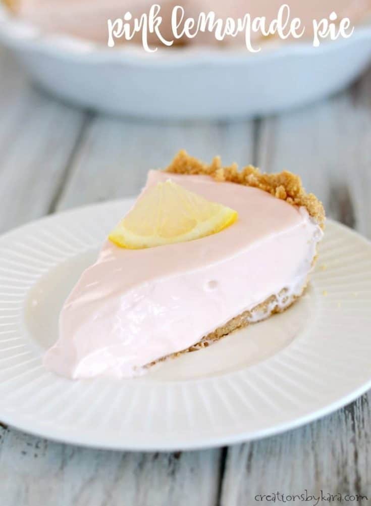 A creamy slice of pink lemonade pie - the perfect summer dessert!