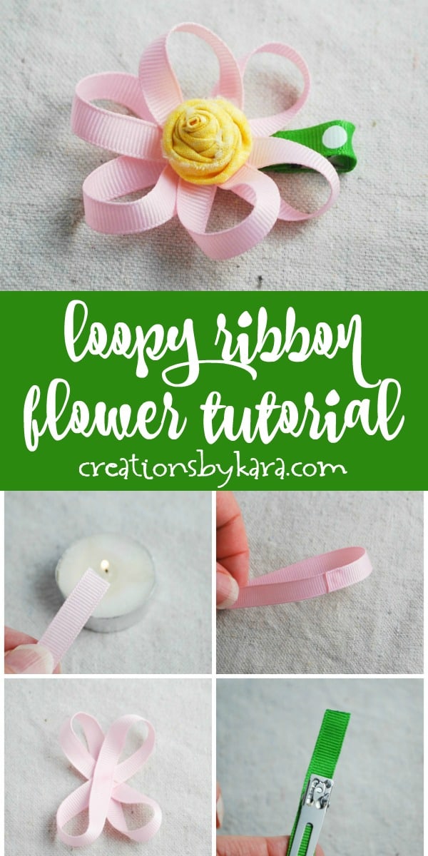 loopy ribbon flower tutorial collage